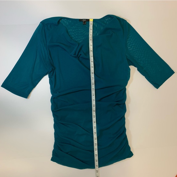 Teal stretchy Mexx Metropolitan short sleeve blouse. Sz L - Picture 2 of 5